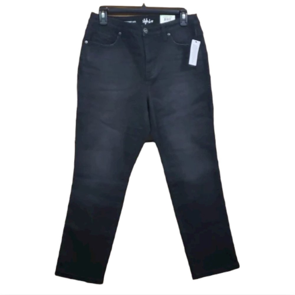 Style & Co. Straight Leg Curvy Fit High Rise Cropped Denim Jeans Size 8